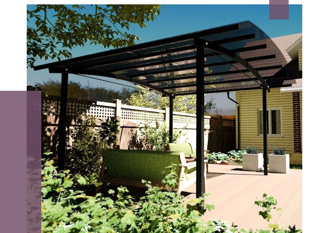 Навесы для террасы в Соли-Илецке от 13283 руб. под ключ | ПРОЛЁТ-Сои