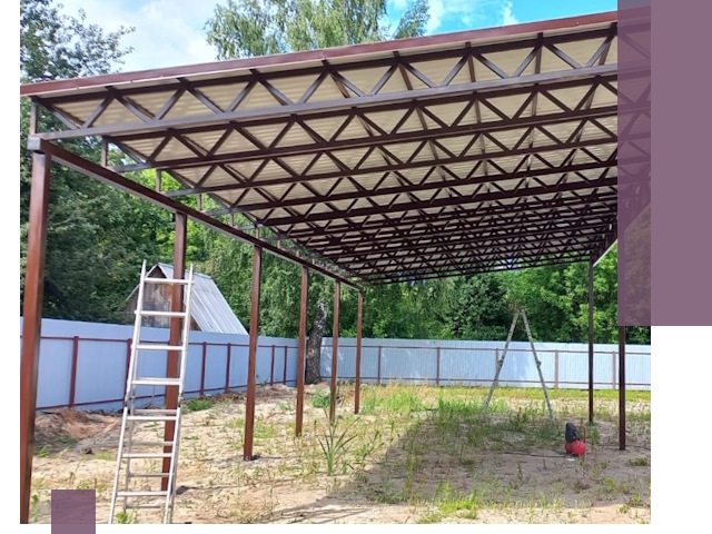 Односкатные навесы под ключ в Соли-Илецке — изготовление и монтаж